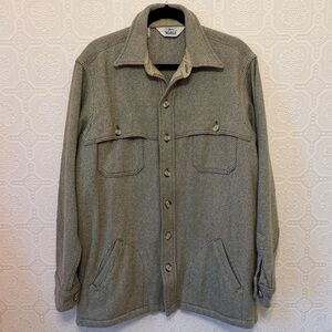 Vintage Woolrich Green & Cream Mackinaw Wool Jacket Size Large Long